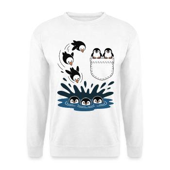 Penguin Jump Into The Water Pocket Design - Unisex Sweatshirt - white - Front