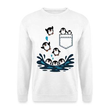 Penguin Jump Into The Water Pocket Design - Unisex Sweatshirt - white - Front