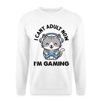 I cant Adult now I'm Gaming funny Gamer Cat - Unisex Pullover - Weiß - Vorne