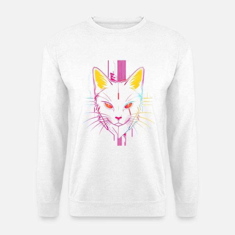 Katze Steampunk Look - Unisex Pullover - Weiß