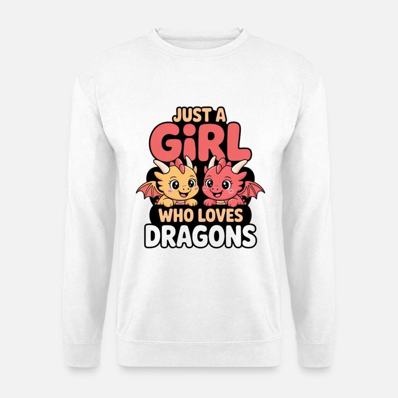 Nur ein Mädchen welches Drachen liebt - Unisex Pullover - Weiß