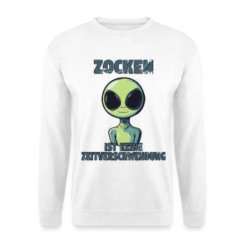 zocken ist keine zeitverschwendung alien - Unisex Pullover - Weiß - Vorne