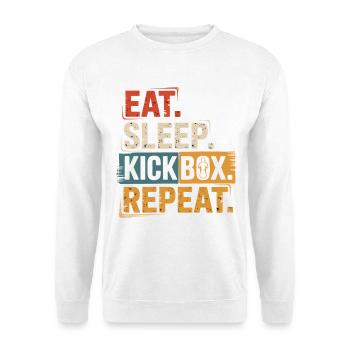 Eat Sleep Kickbox Repeat - Unisex Pullover - Weiß - Vorne