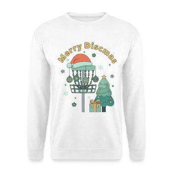 Merry Discmas Funny Disc Golf Basket Christmas - Unisex Sweatshirt - white - Front