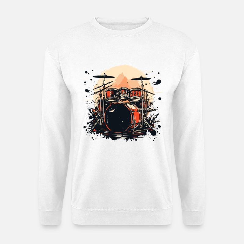 Schlagzeug Grafik - Unisex Pullover - Weiß