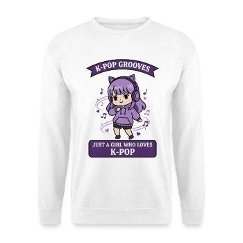 K-Pop-Grooves – einfach ein Mädchen, das K-Pop-Musik liebt - Unisex Pullover - Weiß - Vorne