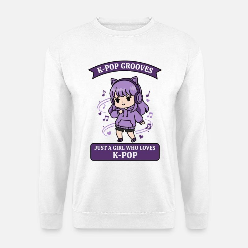 K-Pop-Grooves – einfach ein Mädchen, das K-Pop-Musik liebt - Unisex Pullover - Weiß