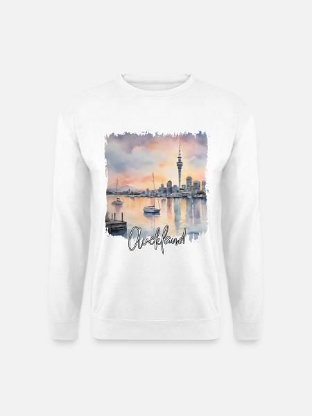 Auckland Aquarell, Auckland, Neuseeland - Unisex Pullover - Weiß