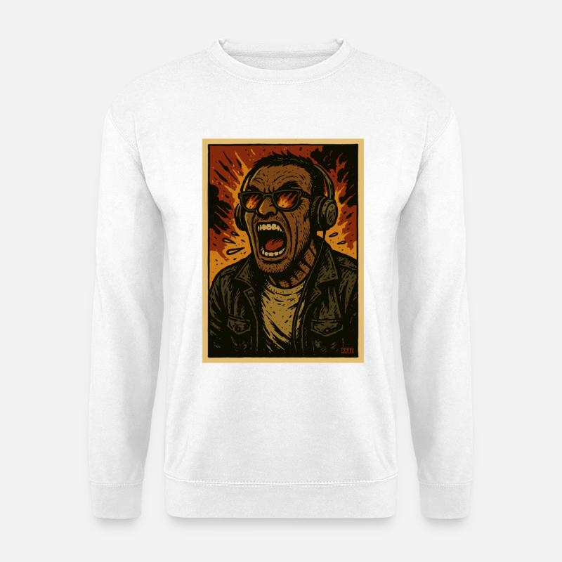 Kopfhörer-Sänger Flammen - Unisex Pullover - Weiß