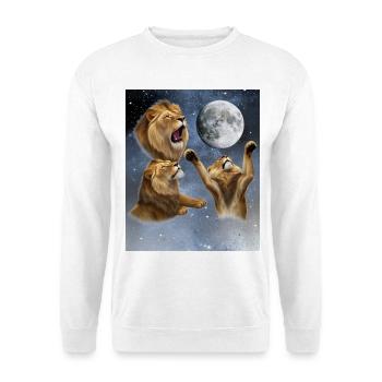 Trois lions hurlent lors d’une pleine lune Lune en Lion - Sweat-shirt Unisexe - blanc - Devant