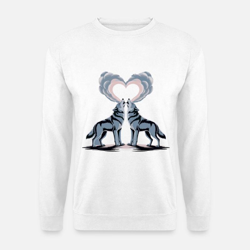 Herzwölfe: Zwillingsliebe - wölfe paar - Unisex Pullover - Weiß