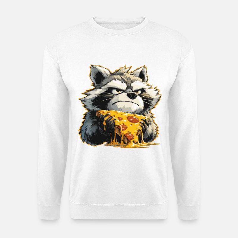 Pizza Waschbär Grimace - Unisex Pullover - Weiß