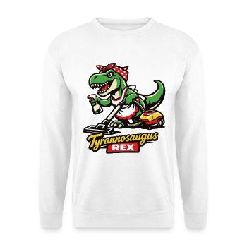 Tyrannosaugus Rex mit Staubsauger - Unisex Pullover - Weiß - Vorne