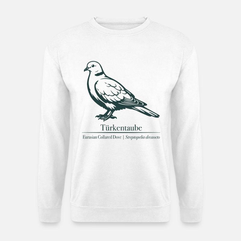 Collared Dove Silhouette | Ornithology | Drawing - Unisex Sweatshirt - white