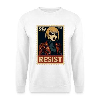 25 Cent Wiederstand Punk Frau im Cartoon Stil - Unisex Pullover - Weiß - Vorne - Alina (178cm) & Michal (187cm)