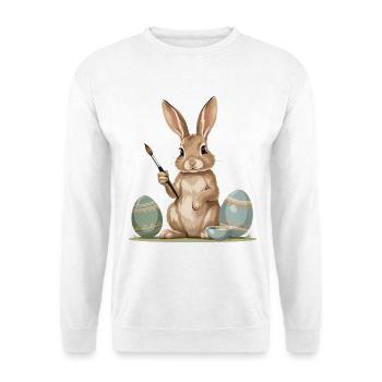 Osterhase mit Pinsel - Unisex Pullover - Weiß - Vorne