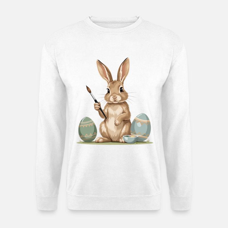 Osterhase mit Pinsel - Unisex Pullover - Weiß