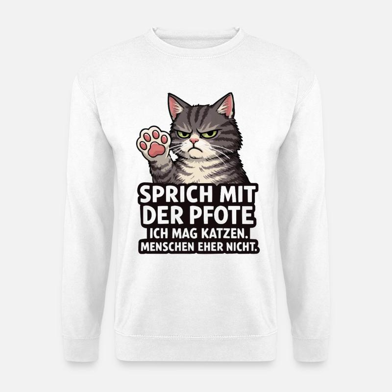 Parle à la Patte – Chat Grognon - Sweat-shirt Unisexe - blanc
