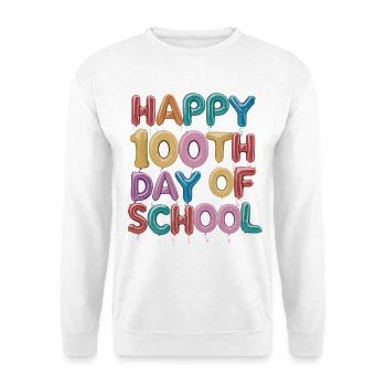 Hundertster Schultag Ballon-Design - Unisex Pullover - Weiß - Vorne