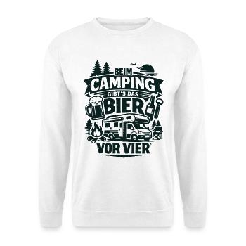 Bier Vor Vier Beim Camping - Unisex Pullover - Weiß - Vorne