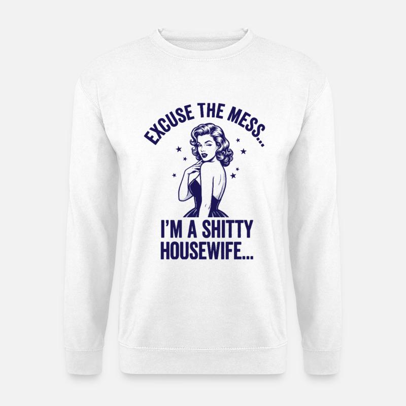 Ehrliche Hausfrau Ironie Retro Design - Unisex Pullover - Weiß