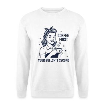 First Coffee Then Opinion Retro Statement - Unisex Sweatshirt - white - Front
