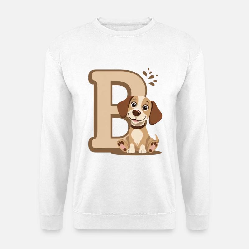 Buchstabe B mit Hundemotiv - Unisex Pullover - Weiß