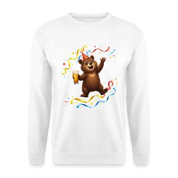 Party Bär | Bierfest Fasching Karneval - Unisex Pullover - Weiß - Vorne - Alina (178cm) & Michal (187cm)