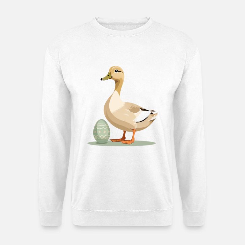 Spring duck with Easter egg - Unisex Sweatshirt - white