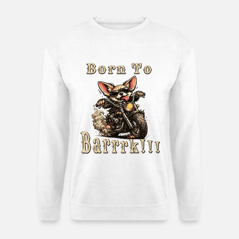Biker Chihuahua – Cooler Hund mit Lederjacke - Unisex Pullover - Weiß