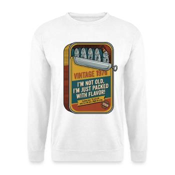 Lustige Vintage 1976 50. Geburtstag Sardinen Dose  - Unisex Pullover - Weiß - Vorne