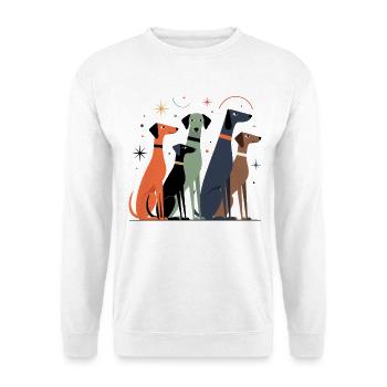 Atomic Age Retro Hunde 50er 60er Mid-Century - Unisex Pullover - Weiß - Vorne