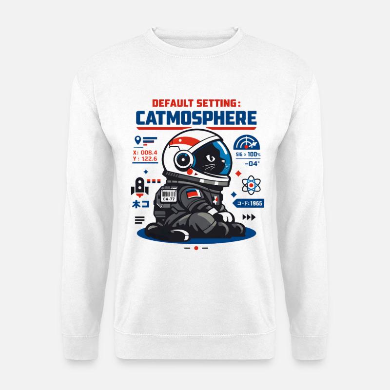 Default Mode Catmosphere | Astro Cat - Unisex Sweatshirt - white