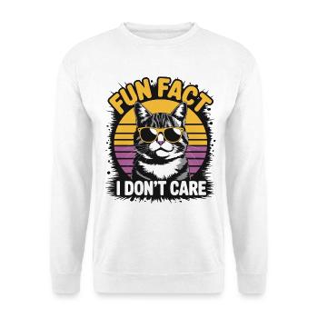 Petite anecdote : Je m’en fiche - Cat Retro - Sweat-shirt Unisexe - blanc - Devant
