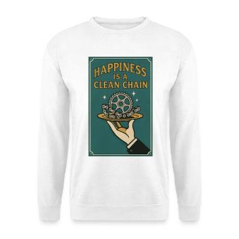 Le bonheur est une chaîne propre | Vélo - Sweat-shirt Unisexe - blanc - Devant