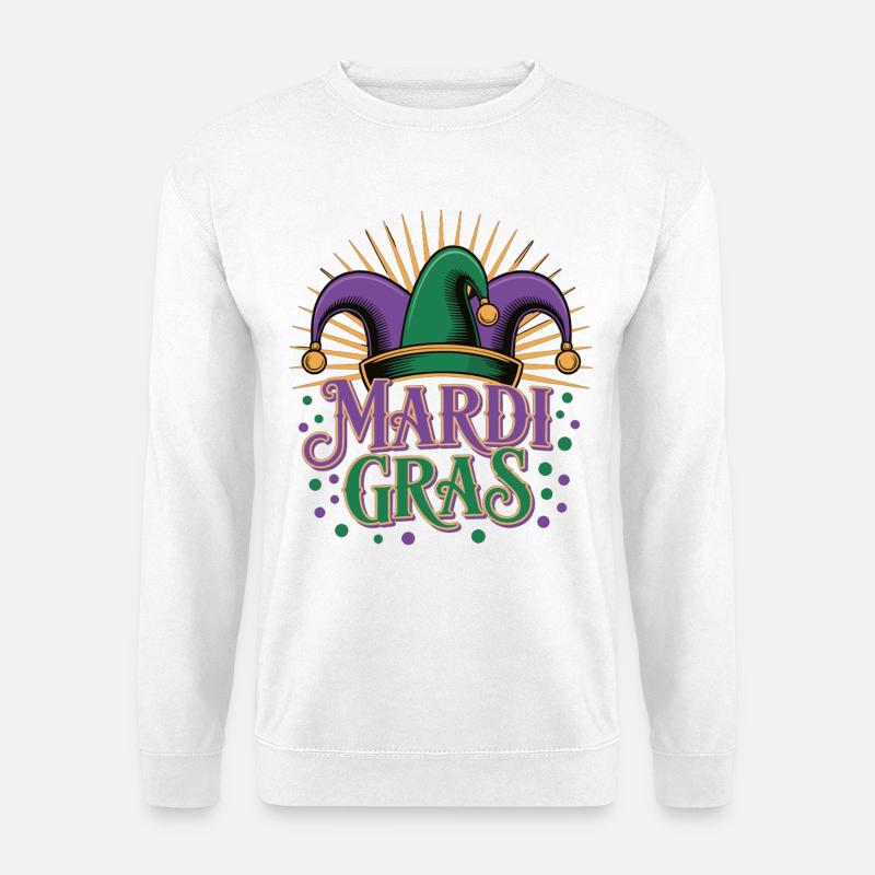 Mardi Gras T-Shirt – Carnival Jester Hat - Unisex Sweatshirt - white