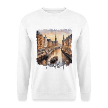 Aquarelle de Francfort, Francfort, Allemagne - Sweat-shirt Unisexe - blanc - Devant