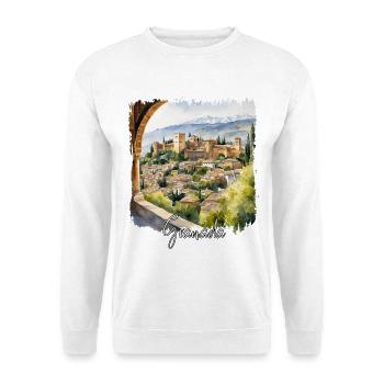 Granada Aquarell, Granada Spanien - Unisex Pullover - Weiß - Vorne