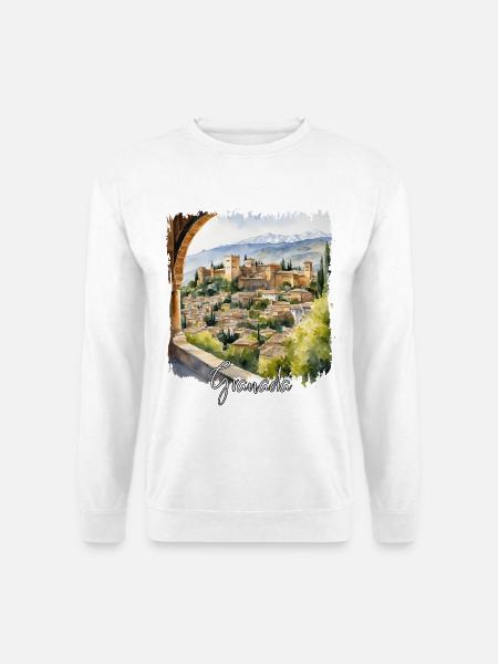 Granada Aquarell, Granada Spanien - Unisex Pullover - Weiß