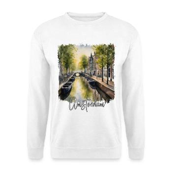 Amsterdam Watercolor, Amsterdam Netherlands - Unisex Sweatshirt - white - Front