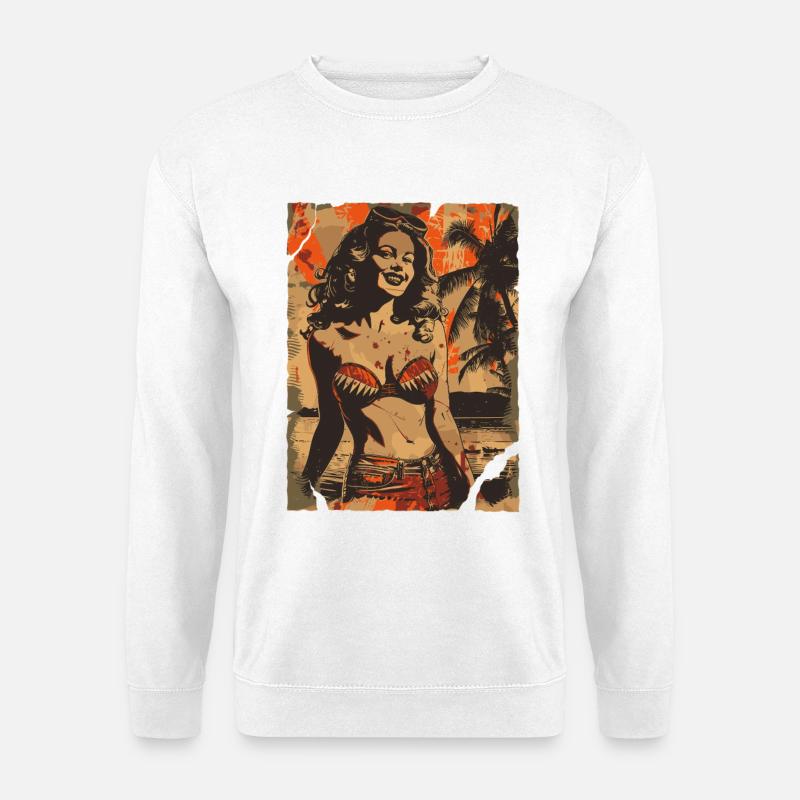 Pin-Up Strand Retro - Unisex Pullover - Weiß