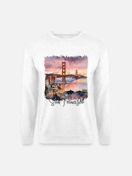 Aquarell von San Francisco, San Francisco, USA - Unisex Pullover - Weiß