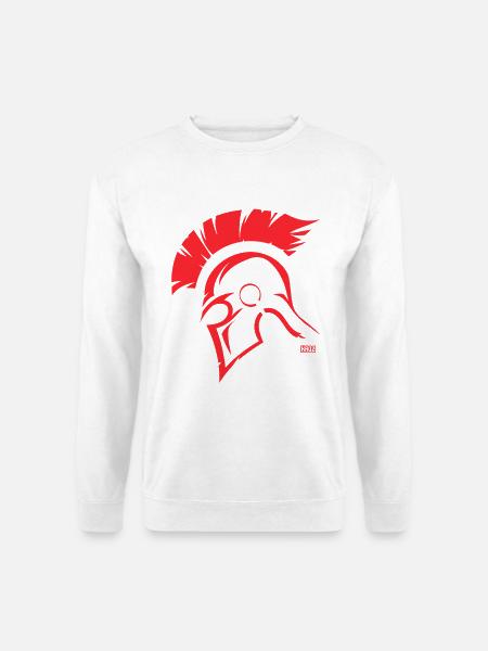 Roter Sparta Helm Silhouette - Unisex Pullover - Weiß