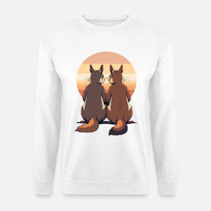 Two rabbits at sunset - Unisex Sweatshirt - white