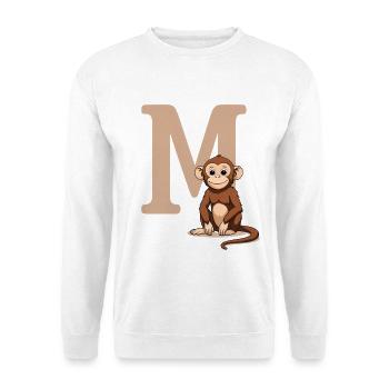MonkeyM Design mit Großbuchstabe M - Unisex Pullover - Weiß - Vorne - Alina (178cm) & Michal (187cm)
