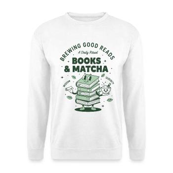 Books And Matcha Brewing Good Reads Matcha Tea - Unisex Sweatshirt - white - Front