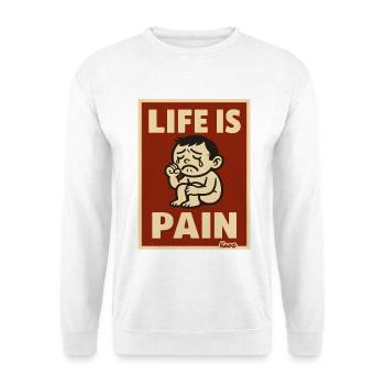 Leben Ist Schmerz  - Unisex Pullover - Weiß - Vorne - Alina (178cm) & Michal (187cm)