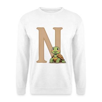 N mit Schildkröte Cartoon - Unisex Pullover - Weiß - Vorne - Alina (178cm) & Michal (187cm)