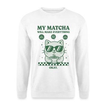 Mon matcha va tout arranger. Drôle de matcha. - Sweat-shirt Unisexe - blanc - Devant