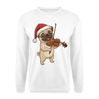 Christmas Pug Dog Playing Violin Art - Unisex Sweatshirt - white - Front